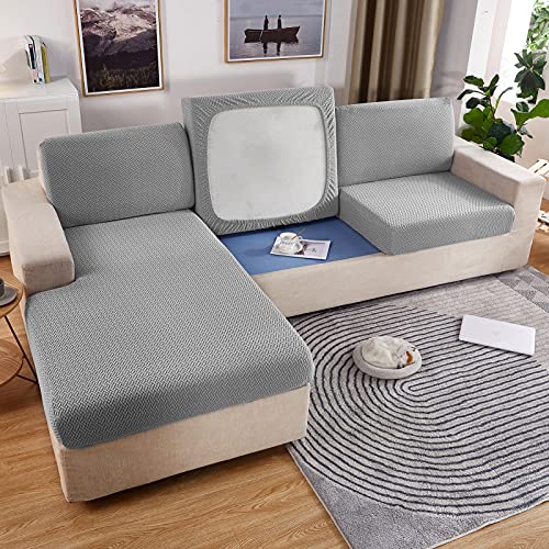 BAOFI Funda de Sofa Elastica, Cubre de Cojín Sofa Algodon, Universal Protector de Sofá para Sofá Esquinero Composable en Forma de L con Chaise Longue, Funda de Respaldo para Sofá