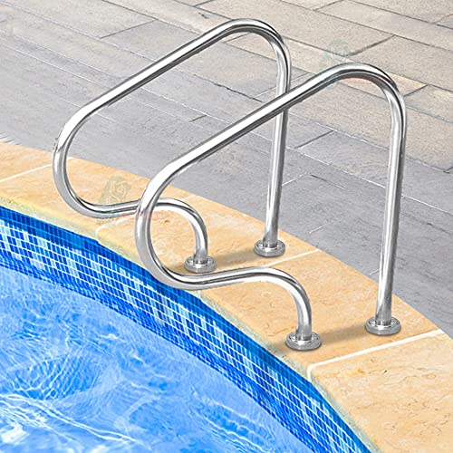 Barandilla para rampa de Piscina, barandilla de Seguridad fácil de Instalar 80 × 27 × 80 cm, Material de Acero Inoxidable 304, Plateado