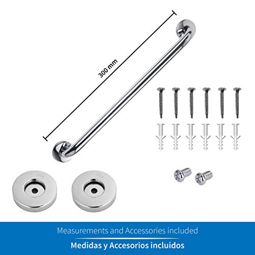 Barra de Seguridad para Baño de Acero Inox • Barra de agarre para baño de discapacitados • Barra de Baño Minusvalidos • Acabado Mate (No Brillo) (600 mm)