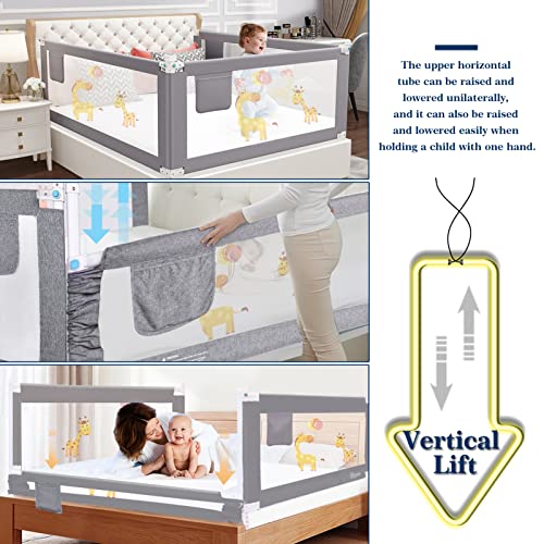 Barrera Seguridad Niños Cama 180 CM, HILEYOLLA Barandilla Cama Niño con de Elevación Vertical Barrera Cama Anticaída (1 Lado)