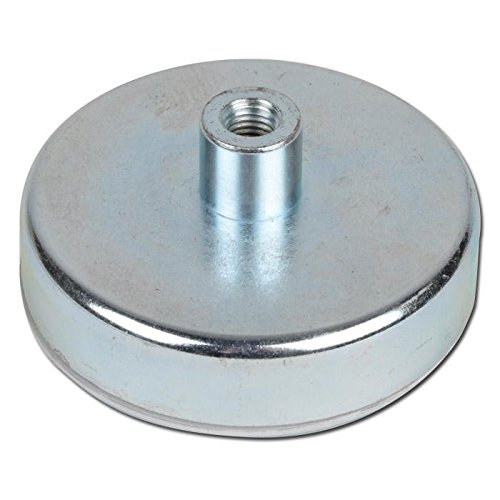 Base magnética con roscado interior - Ø10-125mm - Ferrita dura (HF) Imanes permanentes cerámicos - Imán en recipiente con casquillo roscado - Sistemas magnéticos - Fuerza de sujeción: hasta 130kg, Grandezas:Ø 100mm | M12 | 90kg fuerza