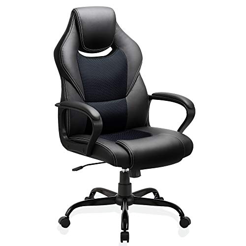 BASETBL Silla de Oficina, Silla de Escritorio Ergonómica con Altura Ajustable, Sillón Oficina con Respaldo Alto Reclinable, Silla de Computadora Cuero Ejecutiva con Soporte Lumbar, Carga 150kg