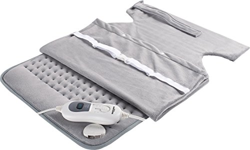 Bastilipo - Almohadilla Ergonómica Eléctrica para cervicales y espalda, con calor terapéutico, especialmente indicada para dolores de espalda y cervicales - 100W - Mod. AC-100 -Color Gris