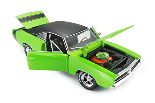 Bauer Spielwaren Maisto 532612 Dodge Charger R/T '69 - Coche a Escala 1:18, con Sistema de Escape, Puertas móviles, maleteros y Compartimento del Motor para Abrir, XXXX cm, Color Verde