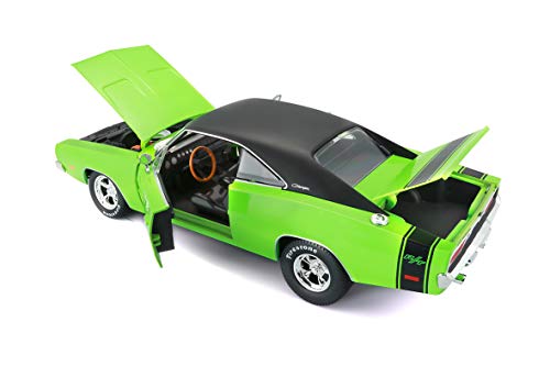 Bauer Spielwaren Maisto 532612 Dodge Charger R/T '69 - Coche a Escala 1:18, con Sistema de Escape, Puertas móviles, maleteros y Compartimento del Motor para Abrir, XXXX cm, Color Verde