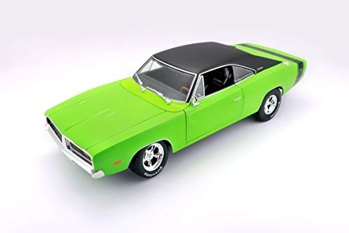 Bauer Spielwaren Maisto 532612 Dodge Charger R/T '69 - Coche a Escala 1:18, con Sistema de Escape, Puertas móviles, maleteros y Compartimento del Motor para Abrir, XXXX cm, Color Verde