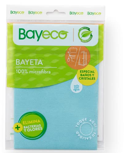 Bayeco - Bayeta cristales y baños - Solución perfecta para espejos, cristales y limpieza del baño - Bayeta microfibra con gran capacidad de absorción - No deja marcas y pelusas - 1 unidad