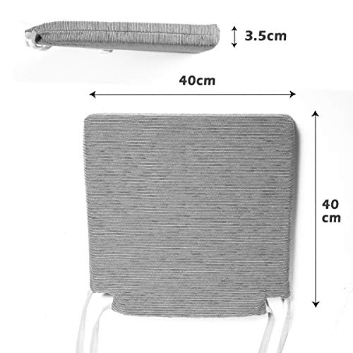 BCASE Pack de 6 Cojines de Asiento y Silla Espuma Fantasy, 40x40cm, Desenfundable con Cremallera, Cómodos, Resistentes, Fácil de Limpiar, para Cocina, Cuarto, Etc. Gris