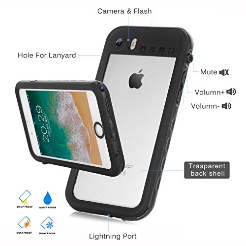 BDIG Funda Impermeable para iPhone 7/8/SE, IP68 Waterproof Carcasa Resistente al Agua con Protector de Pantalla Incorporado para iPhone SE/iPhone 7/iPhone 8