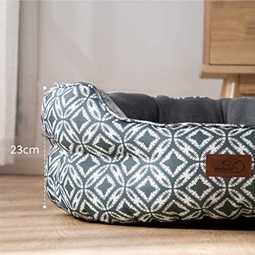 Bedsure Cama Gato Grande Estampada - Camas para Gatos Suave y Lavable, Cojin Perro Pequeño Interior y Redonda, 64x53x23 cm