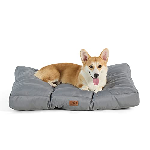 Bedsure Cama Perro Impermeable Mediano - Colchón Perro Lavable, Cojín Perro Antipelo y Suave, Gris, M, 76x50x10 cm