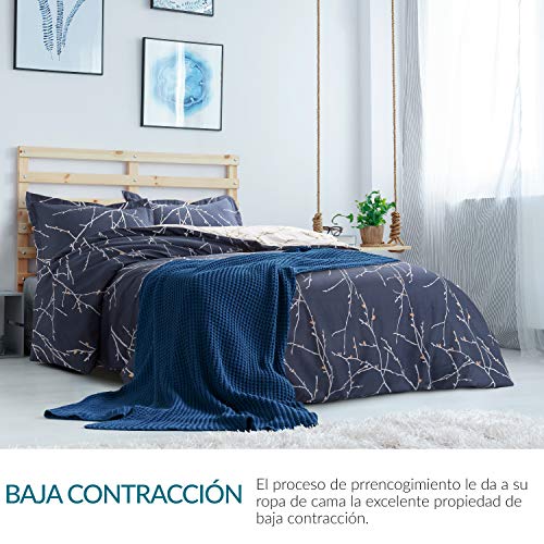 Bedsure Funda Nórdica Cama 150 - Funda Edredon Cama 135 Moderna con Cremallera, Ropa de Cama Reversible Estampada con Funda Almohada 40x75 cm, 2 Piezas, Azul y Blanca