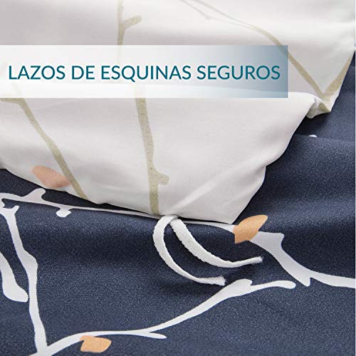 Bedsure Funda Nórdica Cama 150 - Funda Edredon Cama 135 Moderna con Cremallera, Ropa de Cama Reversible Estampada con Funda Almohada 40x75 cm, 2 Piezas, Azul y Blanca