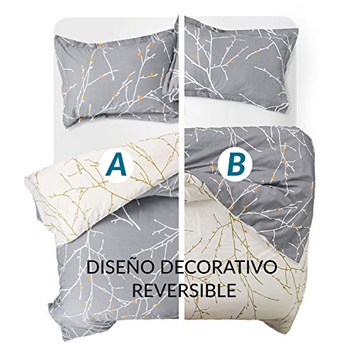 Bedsure Funda Nordica Cama 150/135 Microfibra - Funda Edredon 220x230cm con 2 Fundas de Almohada 40x75cm, 3 Piezas, Muy Suave