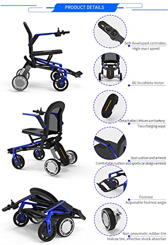 BeFormed Silla De Ruedas Eléctrica Plegable Silla De Viaje Portátil, Plegable En 1 Segundo Ahora. La Silla Eléctrica Más Liviana Y Compacta del Mundo (Solo 44 Lbs + 4.4 Lbs por Batería),Rojo