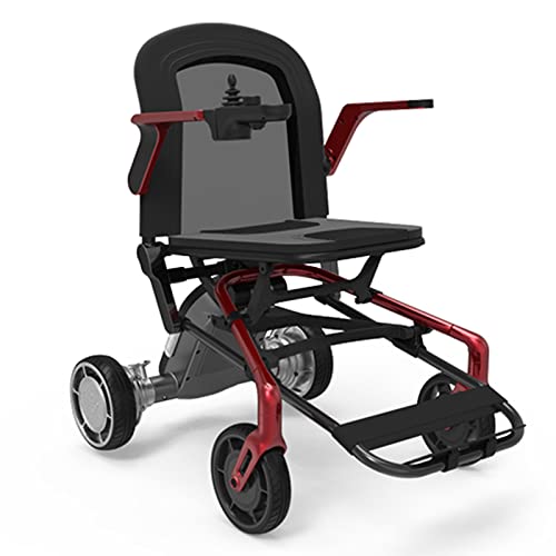 BeFormed Silla De Ruedas Eléctrica Plegable Silla De Viaje Portátil, Plegable En 1 Segundo Ahora. La Silla Eléctrica Más Liviana Y Compacta del Mundo (Solo 44 Lbs + 4.4 Lbs por Batería),Rojo