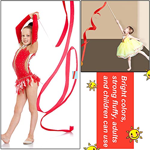 BEIFON 6Pcs 2 Metros Cintas de Danza Gimnasias Rítmicas Streamers Cintas de Baile Cinta con una da Vueltas, Giro de bastón, para Bailarinas Gimnasia Entrenamiento Actividades Divertidas