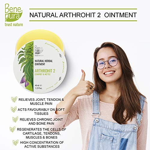 BenePura ArthroHit 2 - Ungüento de hierbas naturales - Consuelda y Ortiga - Alivia el Dolor en las Articulaciones, Tendones y Músculos - Actúa Favorablemente sobre el Movimiento del Cuerpo - 40 ml