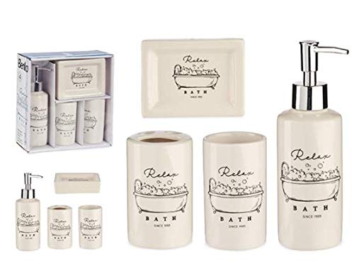 Berilo Set de Baño. 4 Piezas de Accesorios Baño. Decoracion Baño Estilo Moderno. Baños Complementos Jabonera, Vaso de Baño (M1)