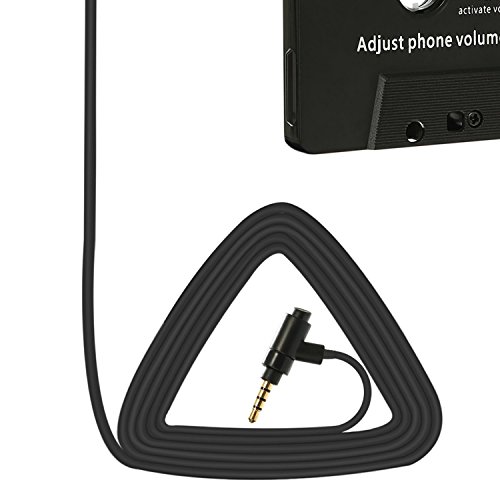 Besdata – Adaptador de casete para coche, radio, iPhone, iPad, iPod, MP3 y móvil negro negro Avec Fonction Appel + Commutateur de musique