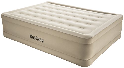 BESTWAY 69024 - Cama Hinchable Doble Fortech con Inflador Eélctrico Integrado 203x152x51 cm Marco Envolvente Para Interiores con Bolsa de Transporte Incluida