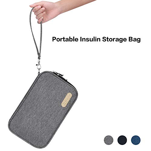 Betoores Bolsa para Diabéticos, Almacenamiento Organizador Bolso para Suministros para diabéticos, Insulina, Medidor de glucosa, Jeringas, Lancetas - Gris