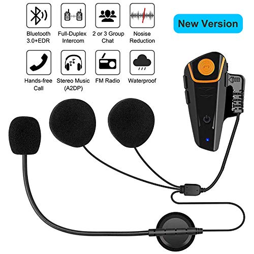 BETOWEY 2X BT S2 Intercomunicador Casco Moto Manos Libres Auriculares Sistema de Comunicación por Bluetooth para Motocicletas (Paquete 2, Micrófono Duro)