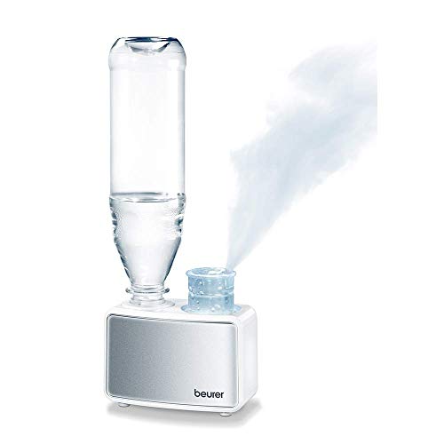 Beurer LB12 Mini humidificador ultrasónico óptimo para viaje, micro nebulización, hasta 20m2, silencioso, máxima nebulización 80 ml/h, 12 W, adaptadores para 2 botellas, color blanco