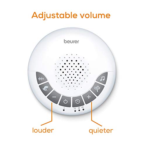 Beurer SL15 Aparato con sonido para conciliar el sueno, 4 melodías relajantes, temporizador con desconexión automática, tomar auriculares, volume regulable, blanco