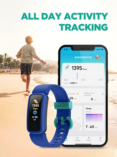 BIGGERFIVE Vigor Pulsera Actividad Inteligente Reloj Inteligente para Niños Niñas 5-15 Años, Impermeable IP68 Deportivo Smartwatch con Podómetro Pulsómetros Monitor de Sueño Contador de Caloría