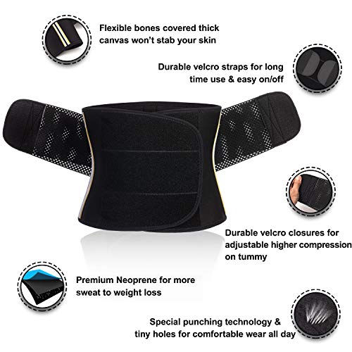 Bingrong Fajas Deportivas Neopreno Faja Lumbar Entrenador De Sudoración Y Compresión para Mujer Faja Cinturón Lumbar Abdominal Doble Adjustable para Hacer Ejercicio