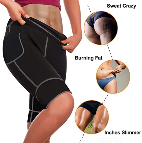 Bingrong Pantalones para Adelgazar Mujer Pantalón de Sudoración Adelgazar Pantalones Cortos de Neopreno térmicos para Ejercicio para Pérdida de Peso Deportivo (Negro, Small)