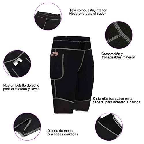 Bingrong Pantalones para Adelgazar Mujer Pantalón de Sudoración Adelgazar Pantalones Cortos de Neopreno térmicos para Ejercicio para Pérdida de Peso Deportivo (Negro, Small)