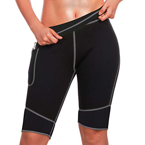 Bingrong Pantalones para Adelgazar Mujer Pantalón de Sudoración Adelgazar Pantalones Cortos de Neopreno térmicos para Ejercicio para Pérdida de Peso Deportivo (Negro, Small)