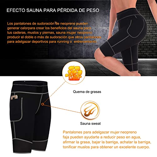 Bingrong Pantalones para Adelgazar Mujer Pantalón de Sudoración Adelgazar Pantalones Cortos de Neopreno térmicos para Ejercicio para Pérdida de Peso Deportivo (Negro, Small)