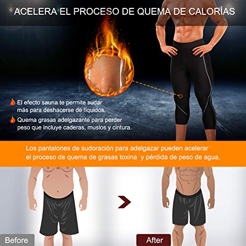 Bingrong Pantalones para Hombre Pantalón de Sudoración Pantalones de Neopreno para Ejercicio para Deportivo (Negro, XL)