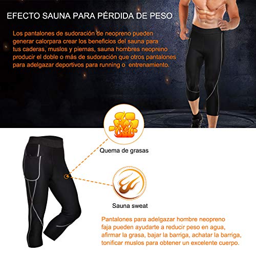 Bingrong Pantalones para Hombre Pantalón de Sudoración Pantalones de Neopreno para Ejercicio para Deportivo (Negro, XL)