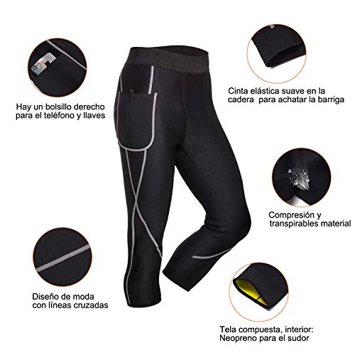 Bingrong Pantalones para Hombre Pantalón de Sudoración Pantalones de Neopreno para Ejercicio para Deportivo (Negro, XL)