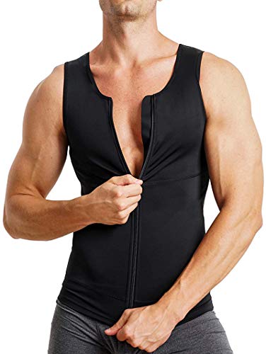 Bingrong Ropa Adelgazante Hombre Fajas Reductoras Adelgazantes Hombre Camiseta de Compresión Chaleco Faja Hombre Camiseta Faja Waist Trainer Hombre (Negro, Large)