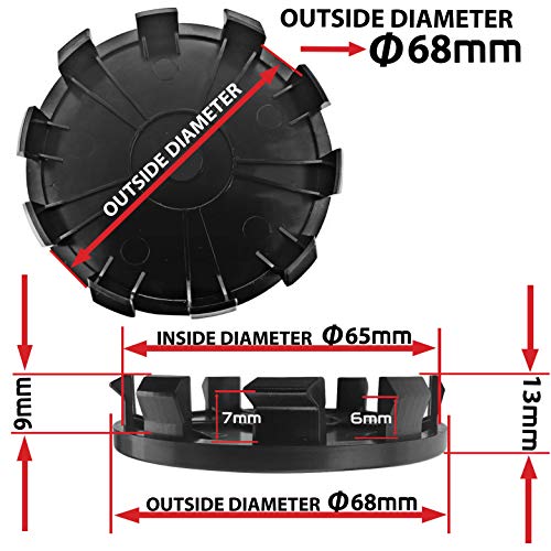 Biomar Labs® 4 x 68mm Tapas de Rueda de Centro Tapacubos Centrales Llantas Aluminio Compatible con BMW Part. No. 36136783536 Negro Rojo No Fear para Coche CB 9