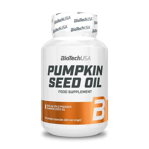 BioTechUSA Pumpkin Seed Oil, Suplemento dietético en cápsula de gelatina blanda que contiene aceite de semilla de calabaza, 60 cápsulas