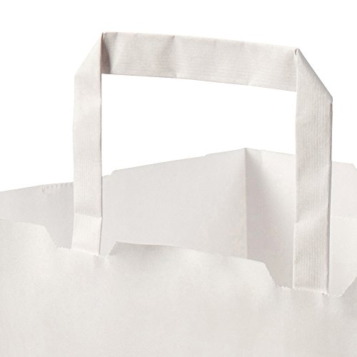 BIOZOYG Bolsas Papel Blanco con Asa I Bolsa Papel respetuosa del Medio Ambiente Hecha de Papel Kraft I Bolsa Regalo Biodegradable, Bolsas compostable I 250 x Bolsas Papel Blanco con Asa de 18x8x22 cm