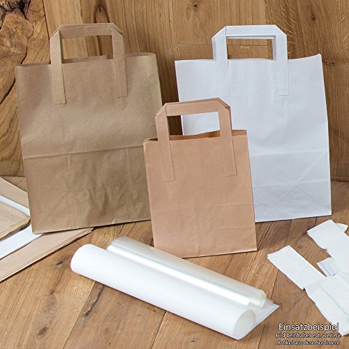 BIOZOYG Bolsas Papel Blanco con Asa I Bolsa Papel respetuosa del Medio Ambiente Hecha de Papel Kraft I Bolsa Regalo Biodegradable, Bolsas compostable I 250 x Bolsas Papel Blanco con Asa de 18x8x22 cm