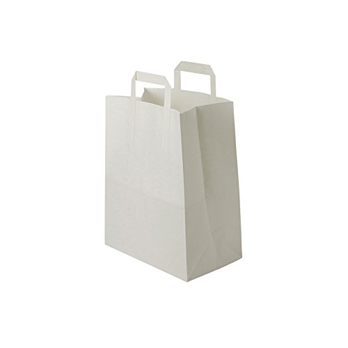 BIOZOYG Bolsas Papel Blanco con Asa I Bolsa Papel respetuosa del Medio Ambiente Hecha de Papel Kraft I Bolsa Regalo Biodegradable, Bolsas compostable I 250 x Bolsas Papel Blanco con Asa de 18x8x22 cm