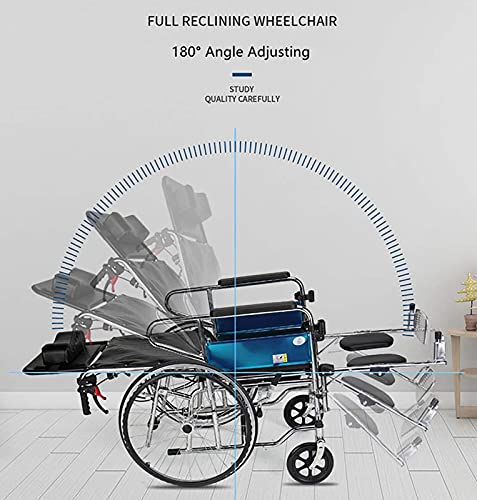 BJH Silla de Ruedas reclinable Deportiva con Brazos de Longitud de Escritorio Desmontables y reposapiernas elevable, Silla de Ruedas Manual Plegable con Respaldo Alto y apoyos Ajustables