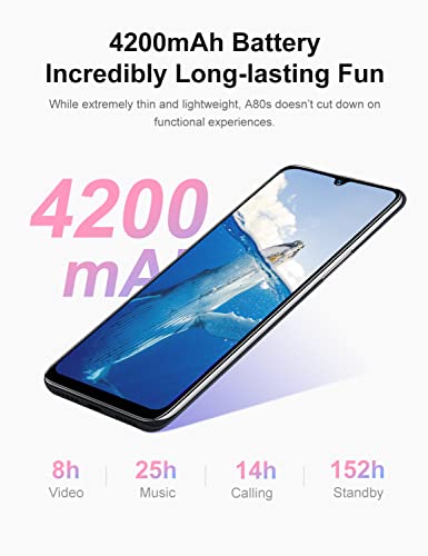 Blackview A80S Smartphone Libres 4G, Pantalla HD+ 6.21’’,Helio A25 4GB+64GB,13MP Cuatro Cámaras Traseras,Batería 4200mAh, Grosor 8.8mm, Android 10 Teléfono Móvil Dual SIM Huella Dactilar GPS Rojo