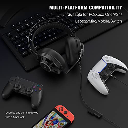 Blade Hawks Auriculares Gaming, Auriculares para Juegos con Sonido Envolvente, Efecto RGB, Orejeras Permeables al Aire, Micrófono con Cancelación de Ruido Compatible con PS4 Xbox PC Laptop Smart Phone