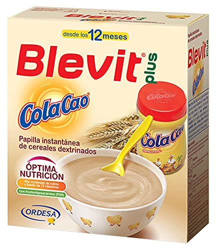 Blevit Plus ColaCao - Papilla de Cereales para Bebé con Calcio, Hierro y 13 vitaminas - Sabor Cola Cao - Desde los 12 meses - 600g