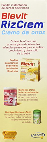 Blevit Rizcrem - Papilla de Cereales para bebé con Crema de Arroz - Sin Gluten y Sin Azúcares Añadidos - Facilita la digestión - Desde los 4 meses - 300g