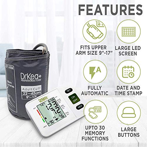 Blood Pressure Monitor Upper Arm - Fully Automatic Blood Pressure Machine Large Cuff Kit - Digital BP Monitor For Adult, Pregnancy - Blood Pressure Kit For Home Use - Batteries, Storage Bag Included